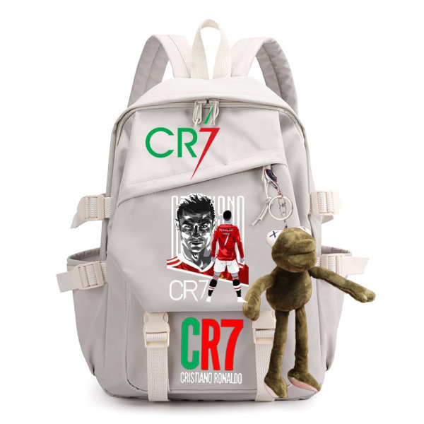 CR7 ryggsäck i canvas student skolväska för män och kvinnor axelväska 12