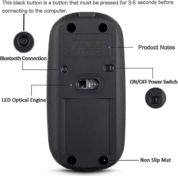Langaton Bluetooth-hiiri Macbook Pro/macbook Air/ipad/läppäri/imac/pc -laitteille