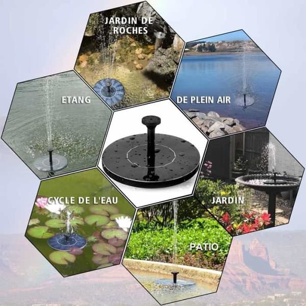 Solcellsdriven fontän - Vattenpump för damm / pool / trädgårdsdekoration - Miljövänlig och automatisk
