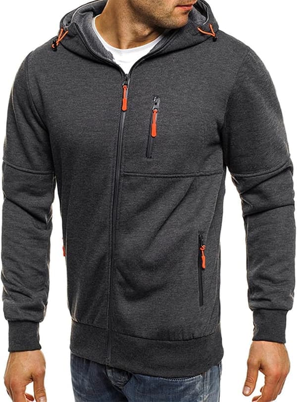 Hættetrøjer til mænd Lynlås Letvægtsjakker Ny Dark Grey L