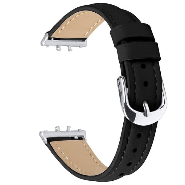 Til Samsung Galaxy Fit3 Urrem Slank Ægte Læderrem med Sølvspænde Sort