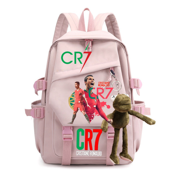 CR7 ryggsäck i canvas student skolväska för män och kvinnor axelväska 19