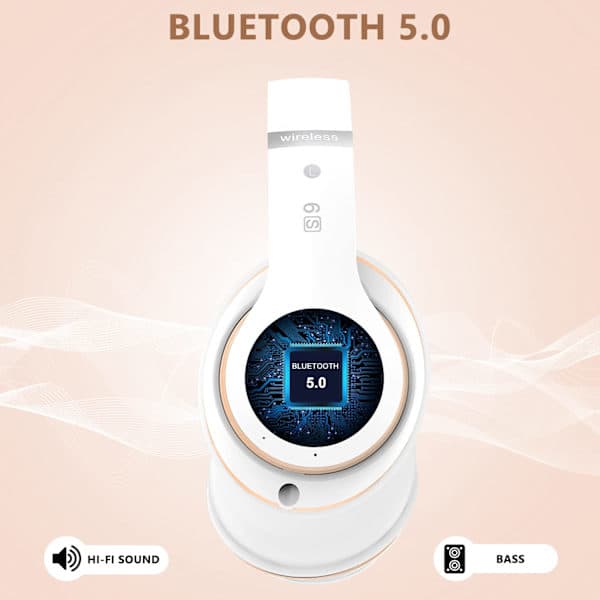 Bluetooth hovedtelefoner, over ear, med HD-mikrofon, FM, TF til PC