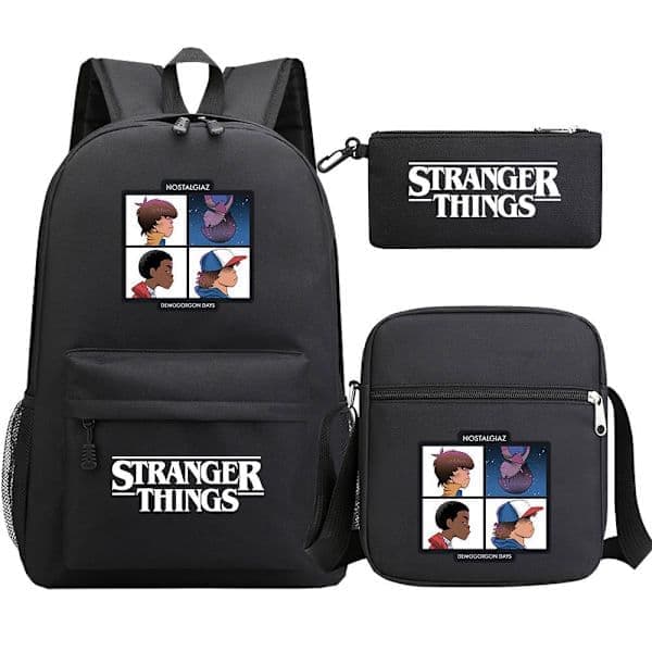 Stranger Things Rygsæk 3-delt Sæt Studenter Skoletaske Lærredstaske 19 3 STK/Sæt 19