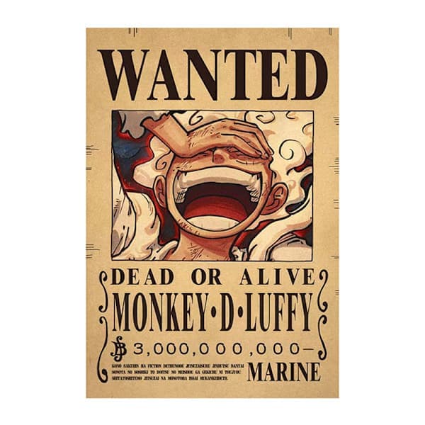 10 affischer One Piece Wanted Poster Luffy Pappersdekor 10 st/set