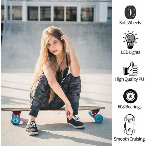 Cruiserboard-hjul - 60 mm - 78A hardhet - 4 LED-hjul - ABEC-9 608ZZ