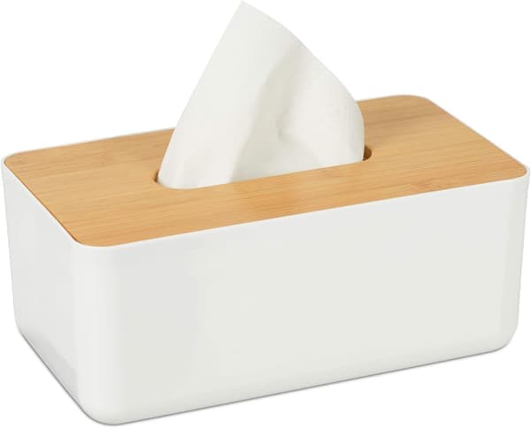 Servietbeholder, vådservietdispenser, plast, bambus, HLP 10 x 23 x 13 cm