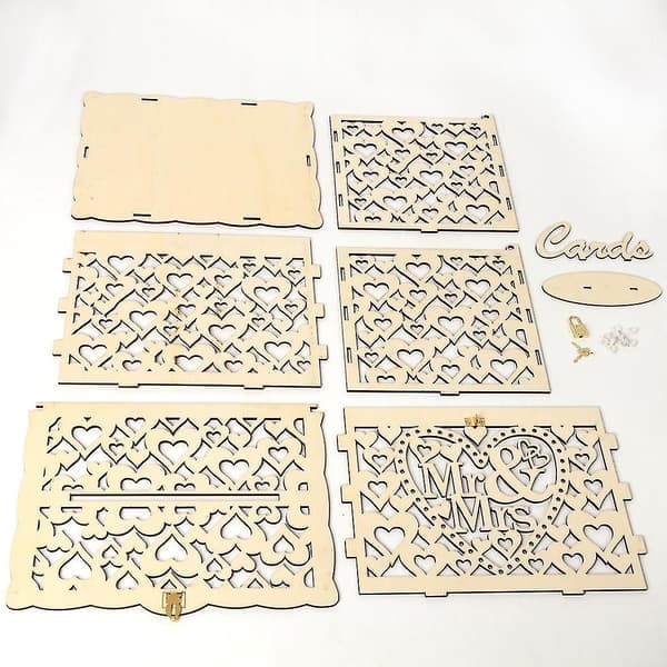 Bröllopspengar Box Hållare Rustik DIY Trä Post Kuvert Presentkortslådor Med Låsspår L