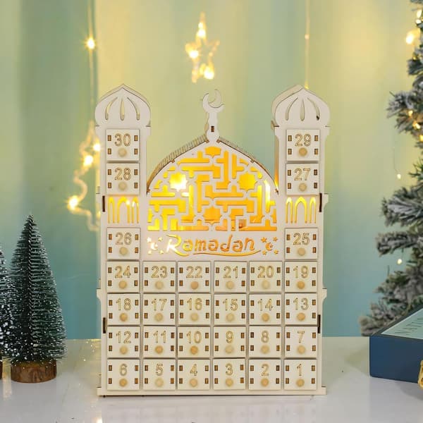 DIY Ramadan-kalender i tre - 30 bokser med lys, Eid Mubarak-dekorasjon for barn, adventsstil