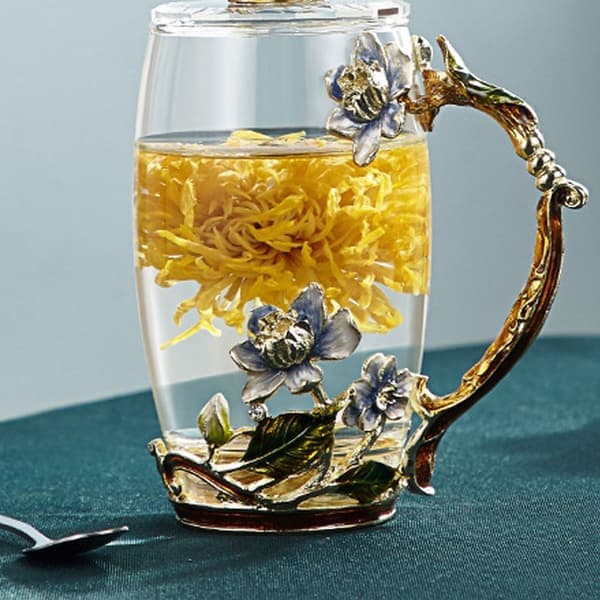 Emaljhantverk Iris Glas Kaffemugg Tekopp Dam Presentförpackning