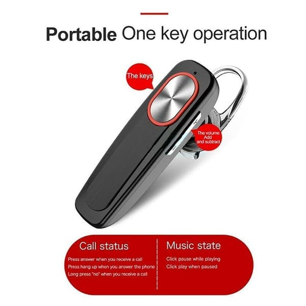 Trådløst Bluetooth-headset til mobiltelefon med mikrofon støjreduktion kørsel White