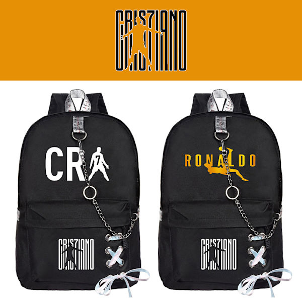 CR7 Strap Skolväska Svart printed Chain Shoulder Ryggsäck 1