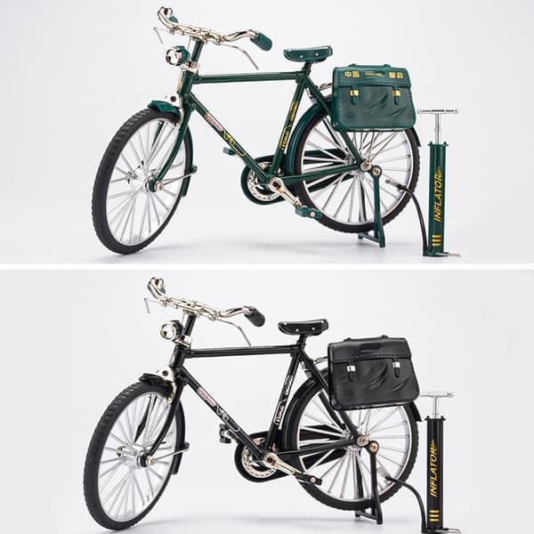 Retro cykelmodelsæt, miniature metalpynt til kunstsamling, legetøj til børn - Perfekt Black (DIY)