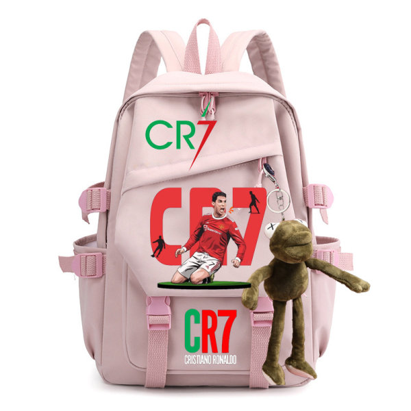 CR7 ryggsäck i canvas student skolväska för män och kvinnor axelväska 4