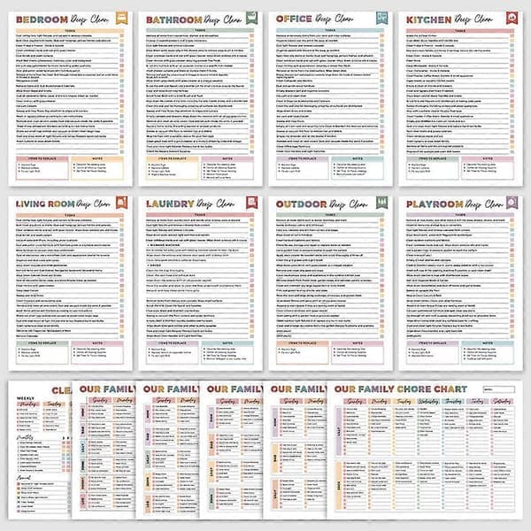 ADHD Cleaning Planner Household Chores Tracker Schedule Task Lists Reminders for Neurodivergent Adults