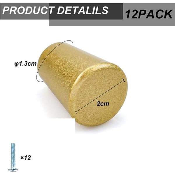 Lådknoppar - 12 stycken - Guld - Aluminiumlegering - Glansig