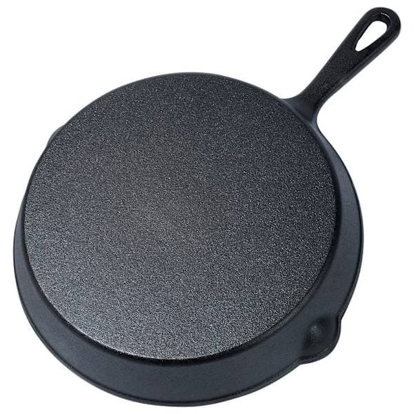 Støpejernspanne 25 cm med silikonhåndtak