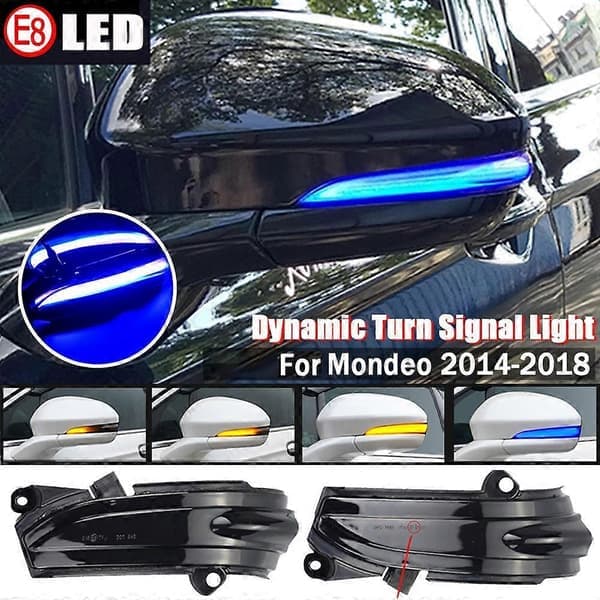 För Mondeo MK5 2014-2019 Bil LED Dynamisk Sidospegellampa Blinkers Blå Blinker svart