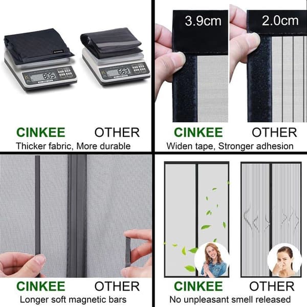 Magnetisk dørskærm 100 x 210 cm – Meget tæt net, sort