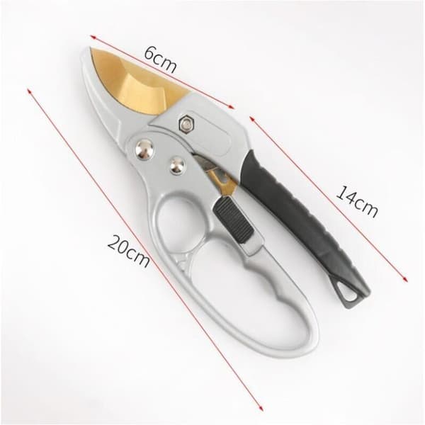 Cpsarkv Titanium Hagesaks med Skrallemekanisme - Ergonomisk, Sklisikkert og Sikkert Håndtak - 20 cm - Grå