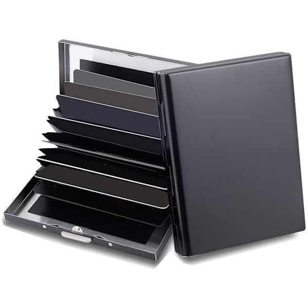 10 rum XL Design Kort Holder i Rustfrit Stål til mindst 10 kort Blue Blue