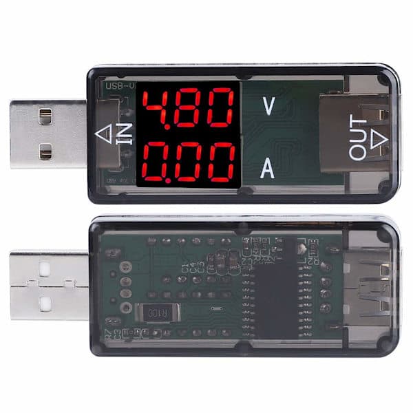 USB-tester, farveskærm, voltmeter, amperemeter, strømmåleinstrument, multimeter, oplader, USB-tester
