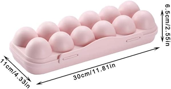 Eggoppbevaringsboks, 2 stk Eggboks Kjøleskap, Plast Eggboks, Kjøleskap Eggbeholder, 12 Egg Oppbevaringsboks, for Eggoppbevaring (Rosa, Grå)