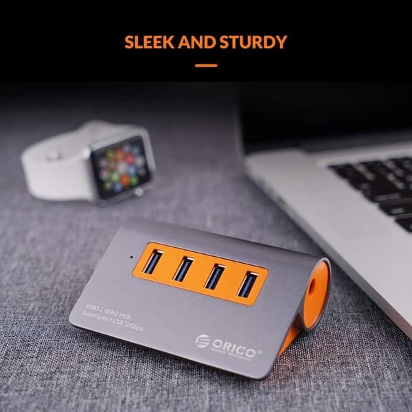 USB 3.1 selvforsynende hub, 4-ports USB-datahub, 10 Gbps