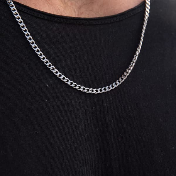 Høj kvalitet rustfrit stål sølvkæde • Robust sølvhalskæde • Solid kongelig kæde 60 cm | 10 mm • Cuban link kæde Ledkæde Curb kæde