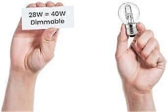 4X 28W (40W) Halogen Klar Golfbold Pære - E27 Fatning, Varm Hvid, Dæmpbar