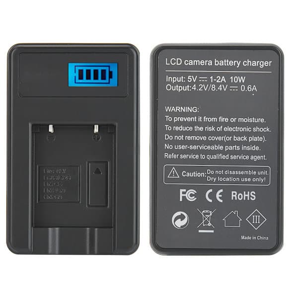NP45 Li40B Kamerabatteri Enkellader USB-lading LCD-skjerm Svart