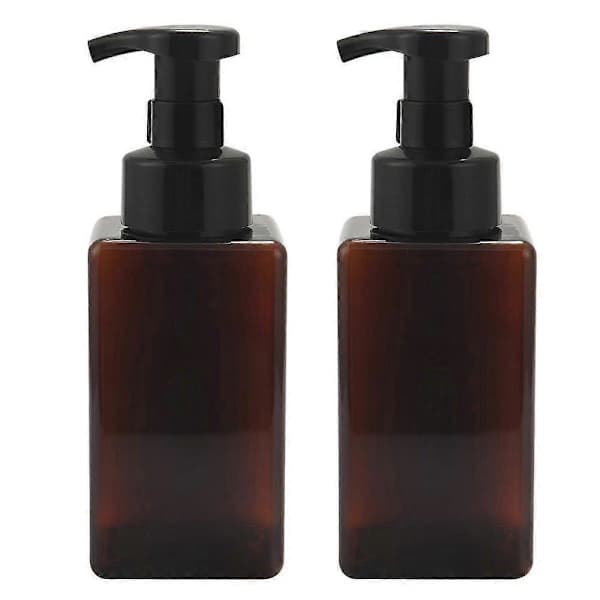 2-pack Foaming Soap Dispenser 450 ml Refillable Foam Liquid Hand Soap Empty Plastic Bottle Container - Brown