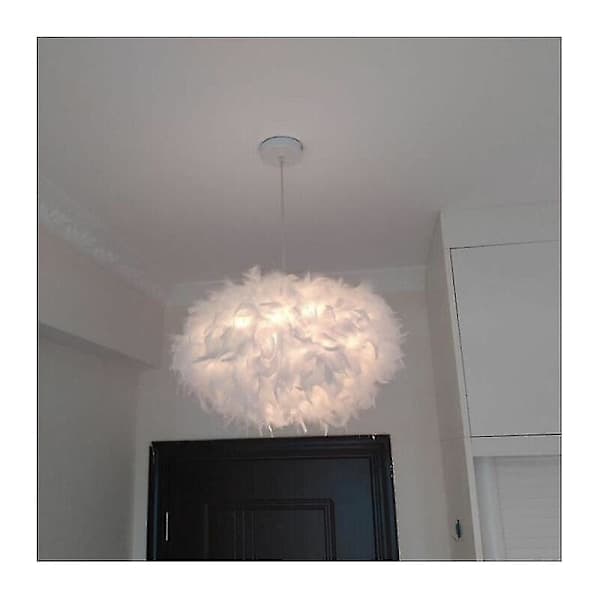 Hvid fjer lysekrone E27 40w diameter 45cm-XS2-