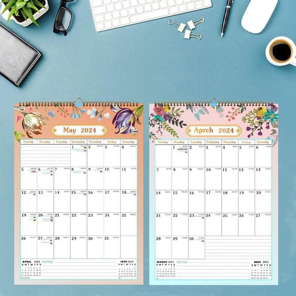 Veggkalender A5 12\" x 16,9\", jan. 2024. jun. 2025, vertikal