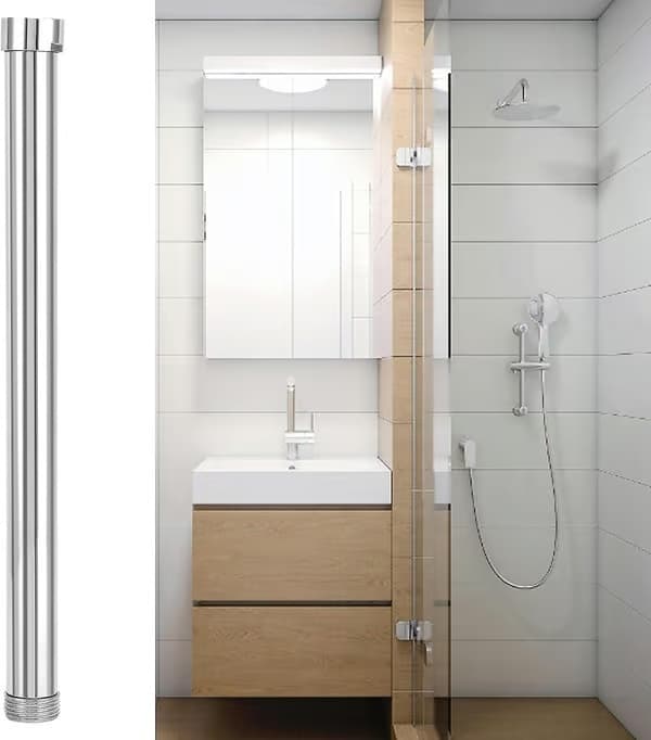30 cm duscharm, G3/4 duscharmförlängning, duschhuvudsförlängare, tillbehör för duschrör i kromad koppar