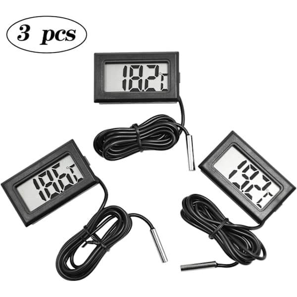 Sett med 3 LCD akvarietermometre, digitalt termometer