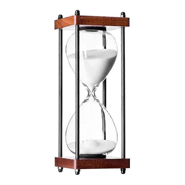 Stort timeglas 60 minutter, dekorativt timeglas i træ