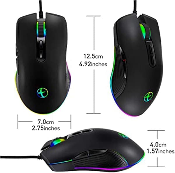 2x USB-C Mus Typ C Ergonomisk Trådbunden Mus RGB Optisk Mus