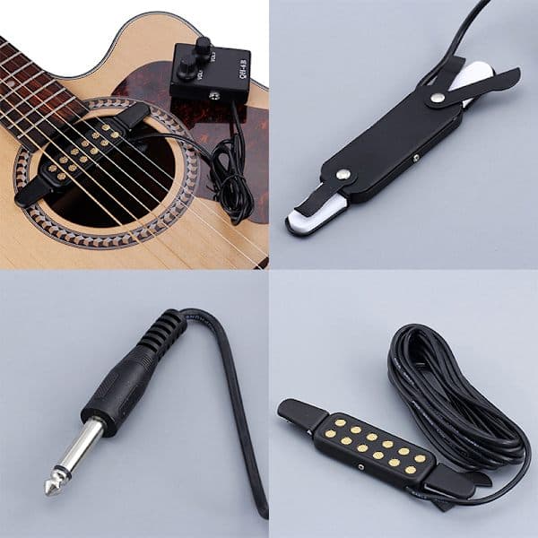Clip-on pickup akustisk gitarr bas pickup 12-hålsgivare