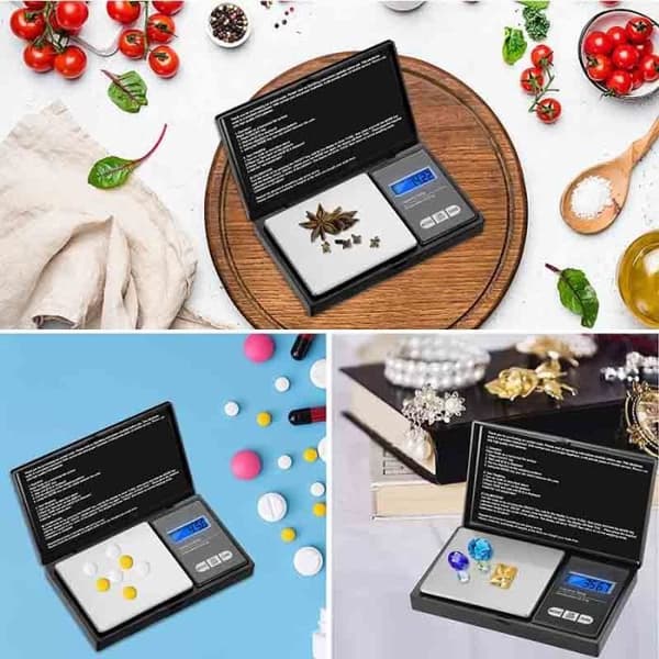 Köksvåg - 500g precisionsmodell - LCD-skärm - Rostfritt stål - 0,01g