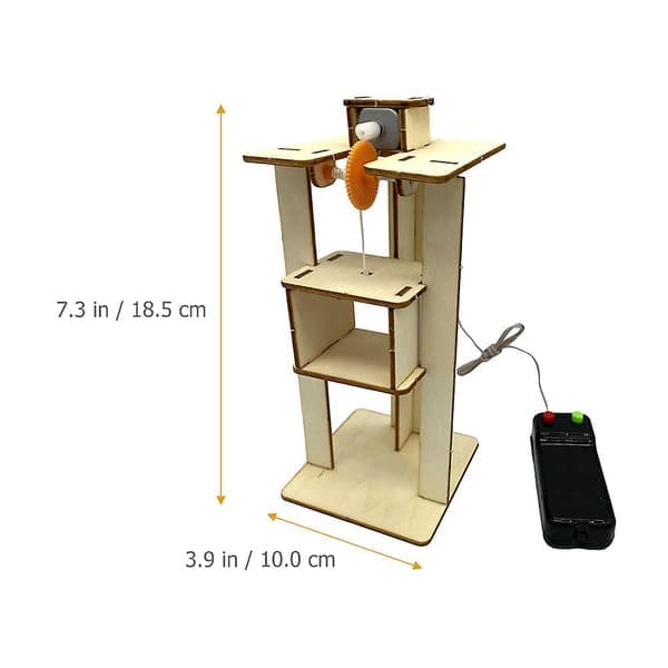 Pædagogisk legetøj DIY Børneelevator Legetøj Pædagogisk DIY Elevator Legetøj Elevator Pædagogisk Børnelegetøj 3D Byggeklodser Sæt Beige 18.5x10cm
