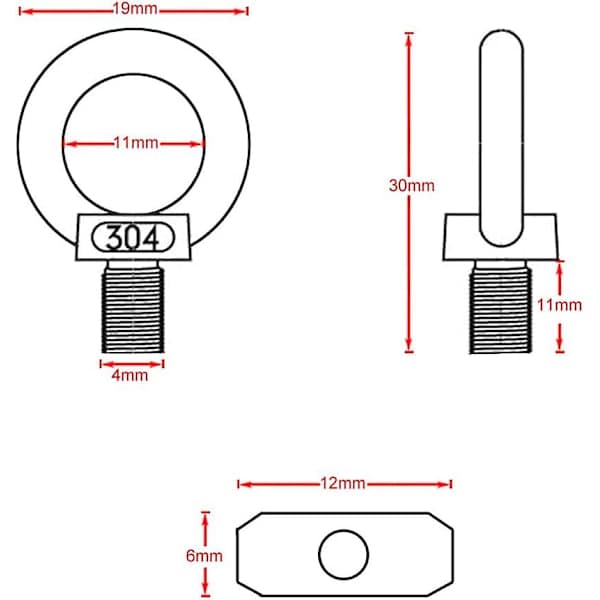 4 stk Markiselåser 6mm for Caravan Bobil Campingvogn Camping Telt Utstyr Markiser Tilbehør, 304 Rustfritt Stål