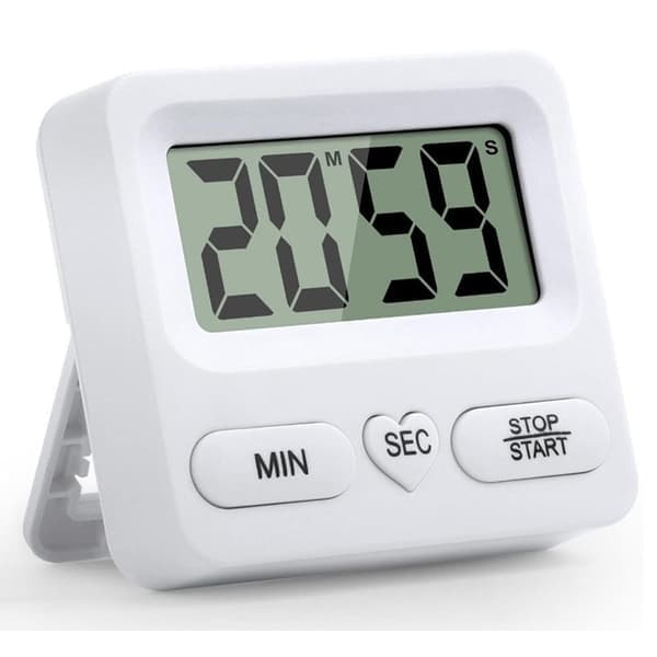 Digital køkkentimer med stor skærm - multifunktionel med stopur og alarm white