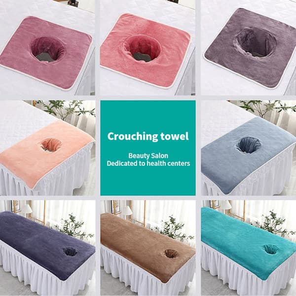 35*35cm Skönhet SPA Massagebordsplankning Ansiktshandduk med hål Orange