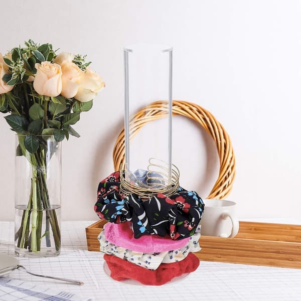 Akryl Scrunchie Holder Stativ Transparent Scrunchie Display Organizer Hårbånd Smykker Armbånd Display Stativ