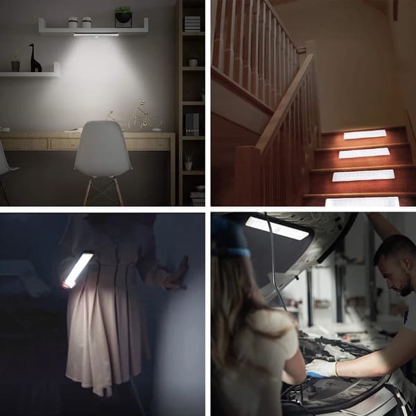 Trådlösa LED-belysningsspotlights med rörelsesensor - 18 cm vit