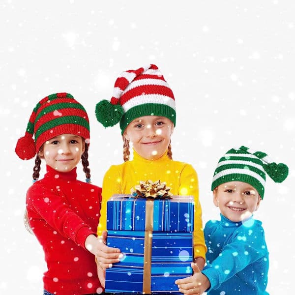 Julstickad mössa Randig stickad julmössa BARN-C Children-C