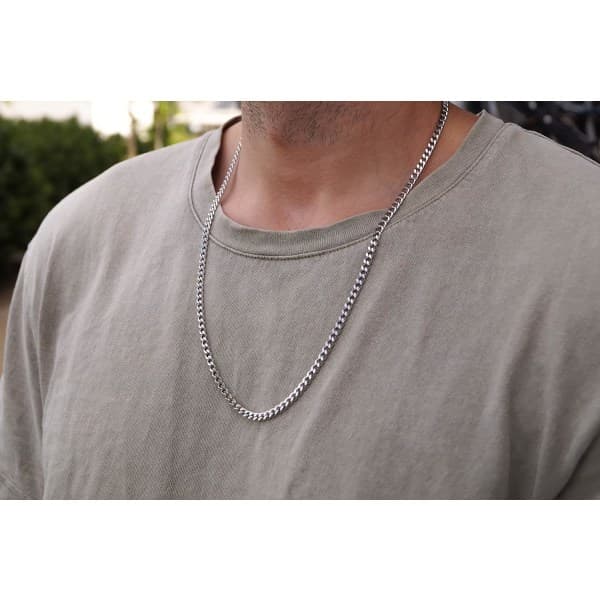 Høj kvalitet rustfrit stål sølvkæde • Robust sølvhalskæde • Solid kongelig kæde 60 cm | 10 mm • Cuban link kæde Ledkæde Curb kæde