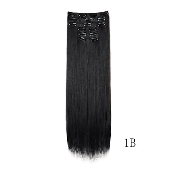 6-delars set Clip-on löshår 1# Svart - 60 cm