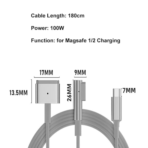 PD-latauskaapeli USB Type-C - Magsafe 1 2 for Magsafe 2 for Magsafe 2